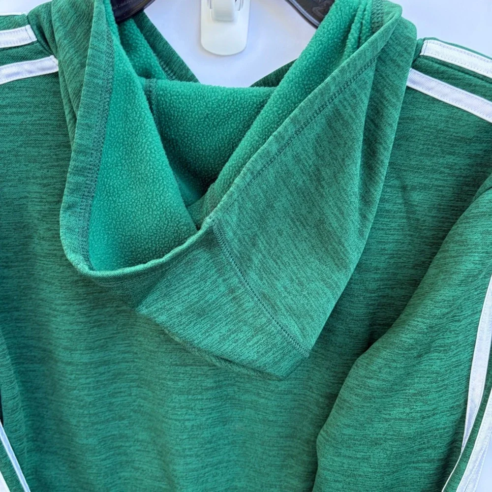 Adidas Boys Green‎ Heathered Hoodie 3-Stripe Pullover Sweatshirt Size XL 18/20